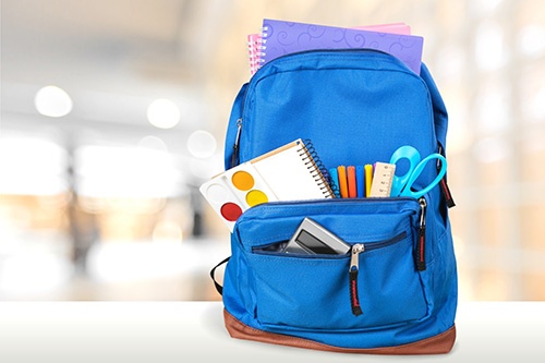 backpack with school supplies