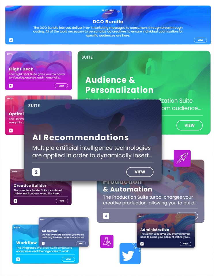 collage of graphics with words depicting dynamic customer experience apps