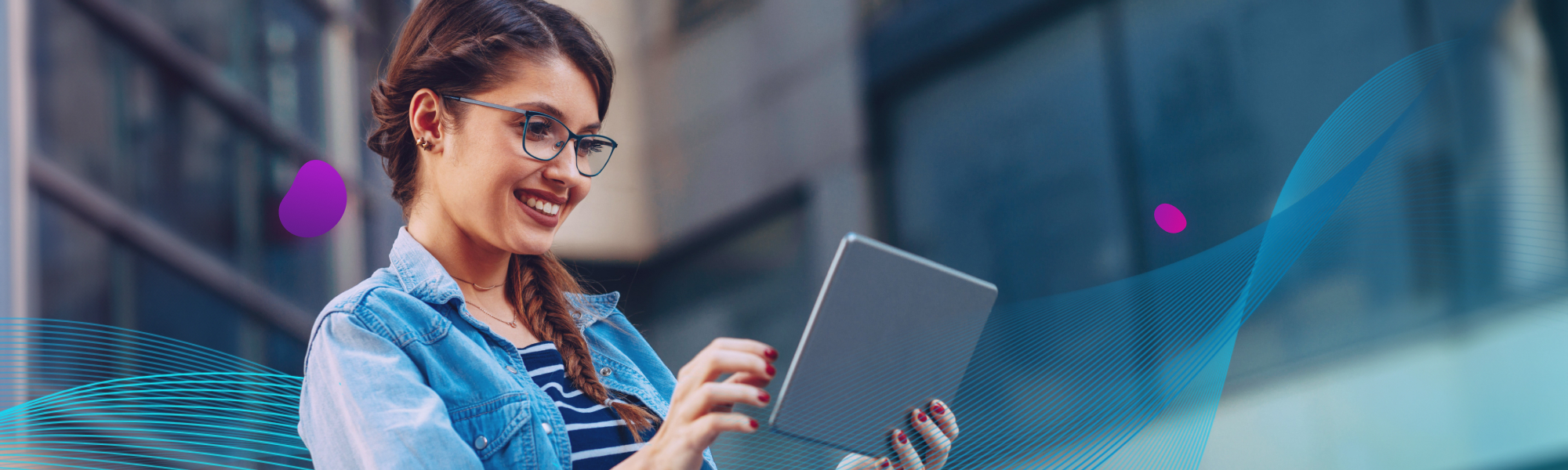 Woman looking at a tablet