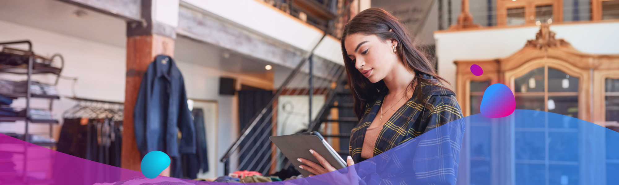 Woman looking at a tablet