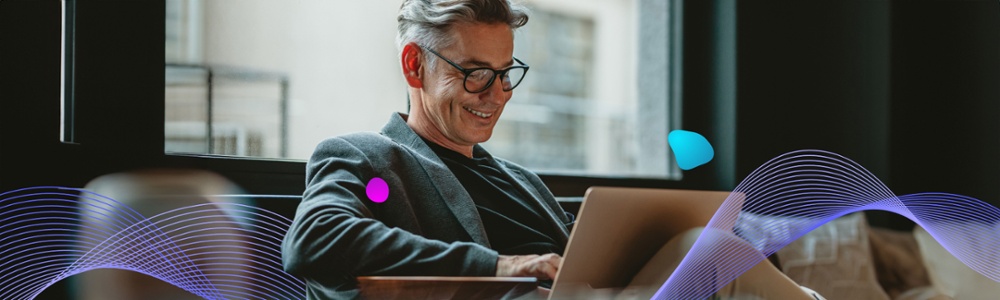 Man sitting on a laptop